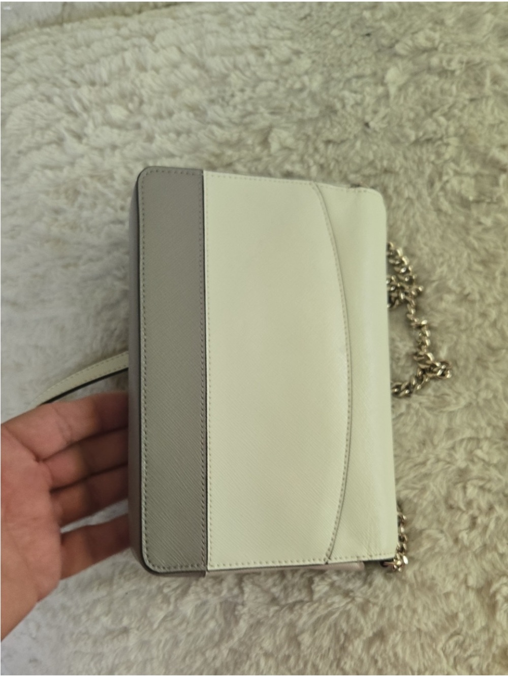 kate spade White and Light Gray Crossbody with Gold Chain - Picture 6 of 8